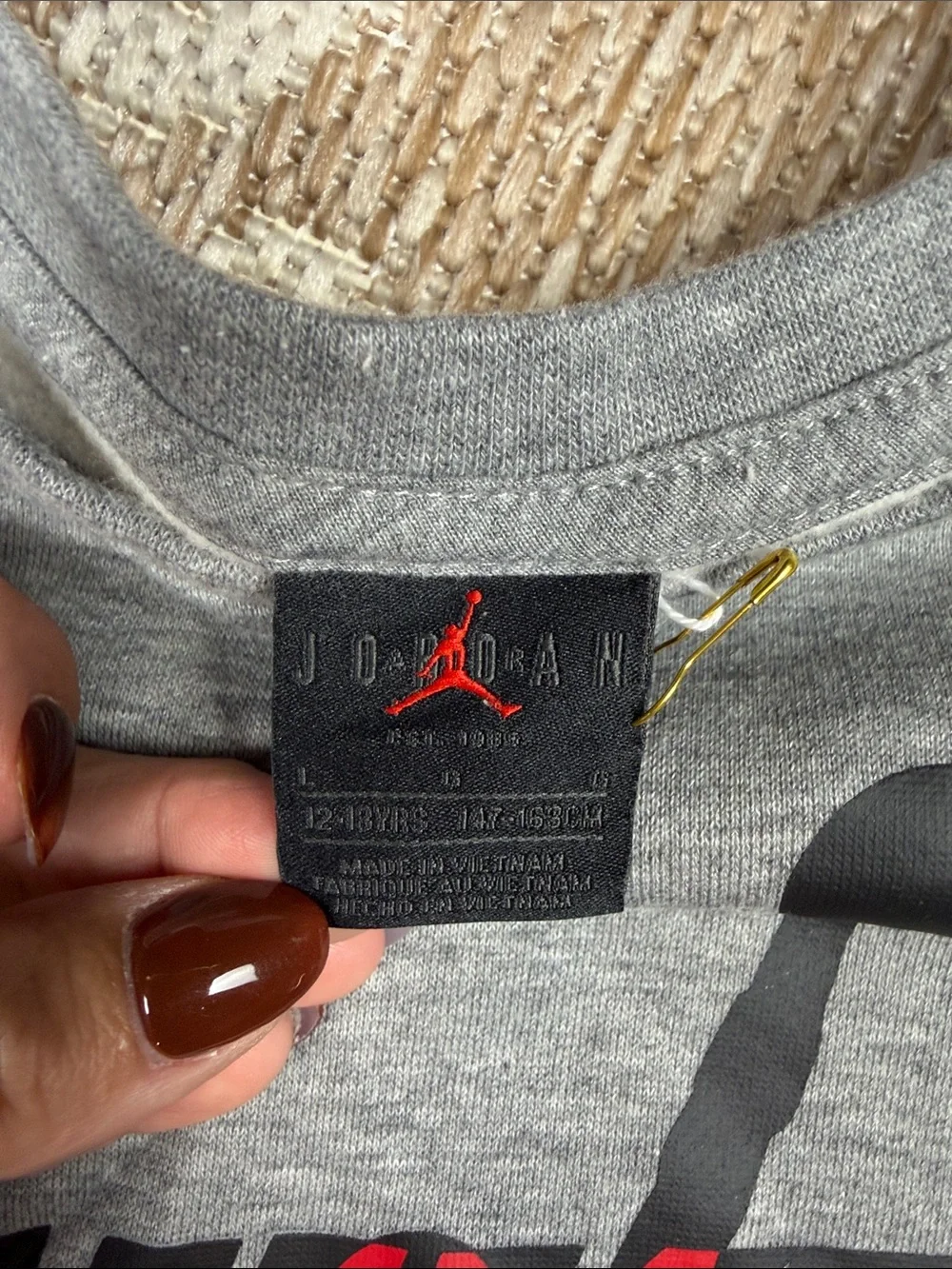Nike Air Jordan Gray Crewneck with Black and Red Logo